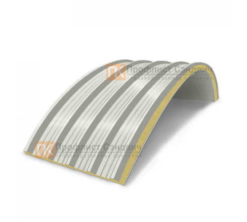 Сэндвич-панели арочные с пенополиизоциануратом, ширина 1000 мм, толщина 30 мм, 0.5/0.5, RAL9002