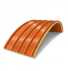 Сэндвич-панели арочные с пенополиизоциануратом, ширина 1000 мм, толщина 10 мм, 0.5/0.5, RAL2004