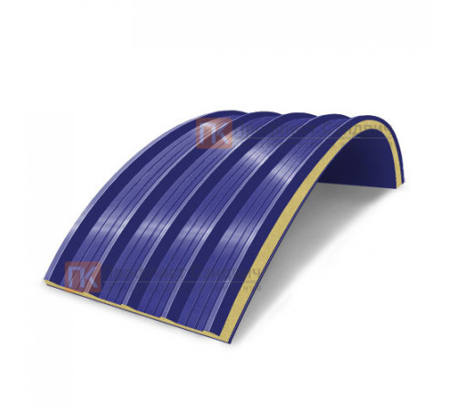 Сэндвич-панели арочные с пенополиизоциануратом, ширина 1200 мм, толщина 30 мм, 0.5/0.5, RAL5002