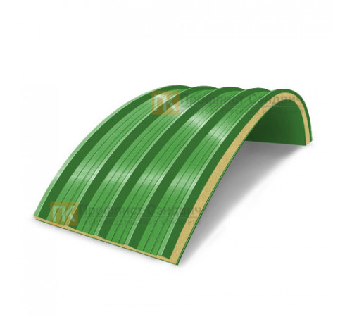 Сэндвич-панели арочные с пенополиизоциануратом, ширина 1200 мм, толщина 10 мм, 0.5/0.5, RAL6018