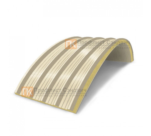 Сэндвич-панели арочные с пенополиизоциануратом, ширина 1200 мм, толщина 20 мм, 0.5/0.5, RAL1015