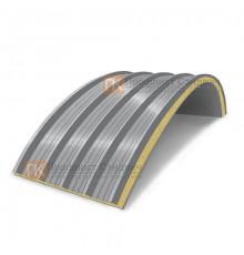 Сэндвич-панели арочные с пенополиизоциануратом, ширина 1200 мм, толщина 10 мм, 0.5/0.5, RAL7004