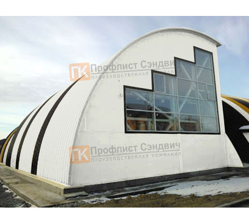 Сэндвич-панели арочные с пенополиизоциануратом, ширина 1000 мм, толщина 40 мм, 0.5/0.5, RAL9003