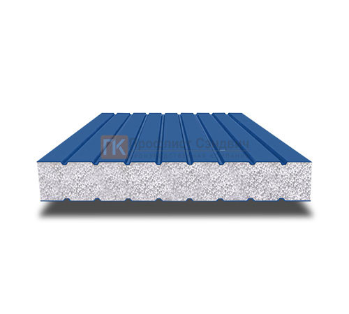 Сэндвич панели без замков с пенополистиролом, ширина 1000 мм, толщина 40 мм, 0.5/0.5, RAL5005