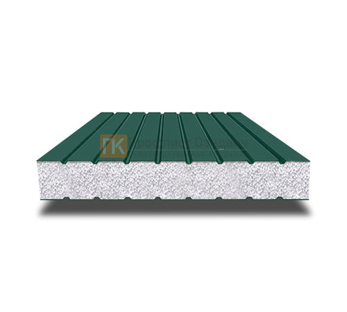 Сэндвич панели без замков с пенополистиролом, ширина 1200 мм, толщина 10 мм, 0.5/0.5, RAL6005