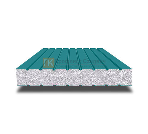 Сэндвич панели без замков с пенополистиролом, ширина 1000 мм, толщина 40 мм, 0.5/0.5, RAL5021