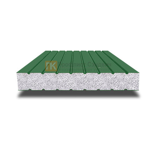 Сэндвич панели без замков с пенополистиролом, ширина 1000 мм, толщина 40 мм, 0.5/0.5, RAL6002