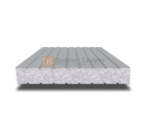 Сэндвич панели без замков с пенополистиролом, ширина 1000 мм, толщина 20 мм, 0.5/0.5, RAL7004