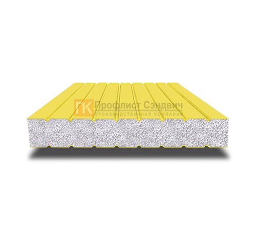 Сэндвич панели без замков с пенополистиролом, ширина 1000 мм, толщина 40 мм, 0.5/0.5, RAL1018