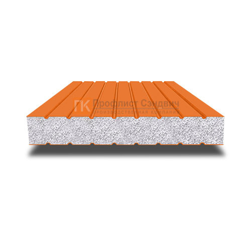 Сэндвич панели без замков с пенополистиролом, ширина 1000 мм, толщина 40 мм, 0.5/0.5, RAL2004