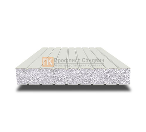Сэндвич панели без замков с пенополистиролом, ширина 1200 мм, толщина 20 мм, 0.5/0.5, RAL9002