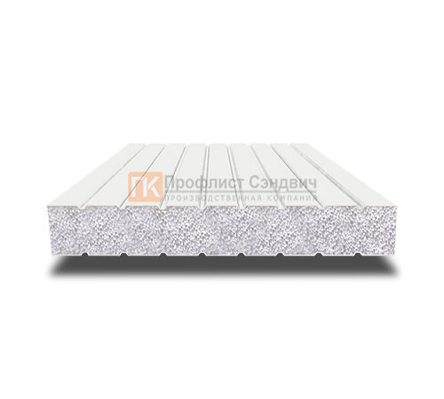 Сэндвич панели без замков с пенополистиролом, ширина 1000 мм, толщина 20 мм, 0.5/0.5, RAL9003