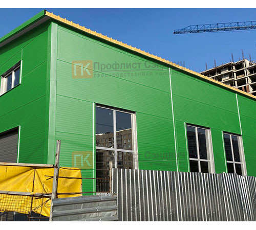 Сэндвич панели без замков с пенополиуретаном, ширина 1200 мм, толщина 20 мм, 0.5/0.5, RAL6018