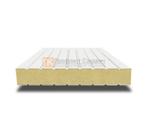Сэндвич панели без замков с пенополиизоциануратом, ширина 1000 мм, толщина 40 мм, 0.5/0.5, RAL9003