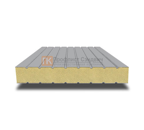 Сэндвич панели без замков с пенополиуретаном, ширина 1000 мм, толщина 40 мм, 0.5/0.5, RAL7004