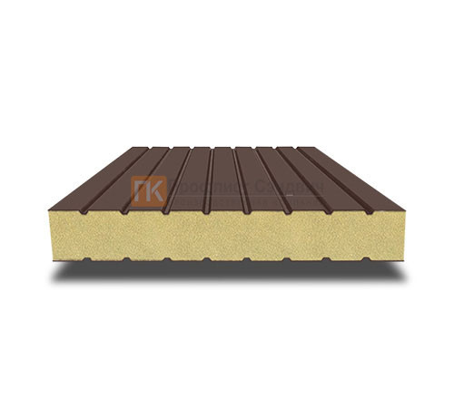 Сэндвич панели без замков с пенополиизоциануратом, ширина 1000 мм, толщина 10 мм, 0.5/0.5, RAL8017