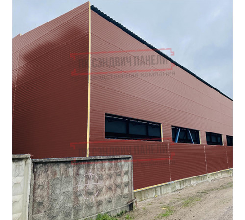 Сэндвич-панели двухслойные с минеральной ватой, ширина 1200 мм, толщина 20 мм, 0.5, RAL3009