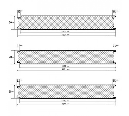 Сэндвич панели гладкие с пенополиизоциануратом, ширина 1000 мм, толщина 20 мм, 0.5/0.5, RAL6005