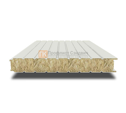 Сэндвич-панель для холодильных камер с минеральной ватой, ширина 1200 мм, толщина 100 мм, 0.5/0.5, RAL9002 Сэндвич-панель для холодильных камер с минеральной ватой, ширина 1200 мм, толщина 100 мм, 0.5/0.5, RAL9002