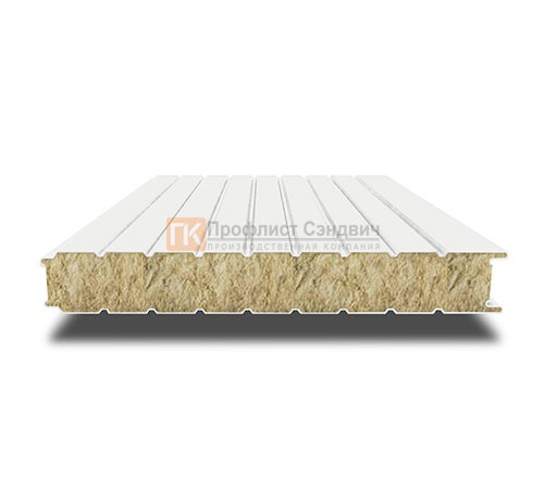 Сэндвич-панель для холодильных камер с минеральной ватой, ширина 1200 мм, толщина 100 мм, 0.5/0.5, RAL9003 Сэндвич-панель для холодильных камер с минеральной ватой, ширина 1200 мм, толщина 100 мм, 0.5/0.5, RAL9003