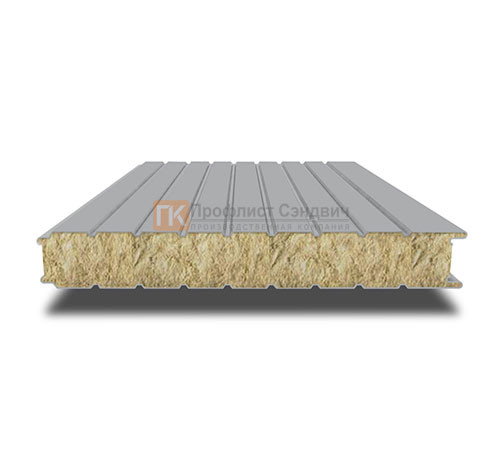 Сэндвич-панель для холодильных камер с минеральной ватой, ширина 1200 мм, толщина 100 мм, 0.5/0.5, RAL7004 Сэндвич-панель для холодильных камер с минеральной ватой, ширина 1200 мм, толщина 100 мм, 0.5/0.5, RAL7004