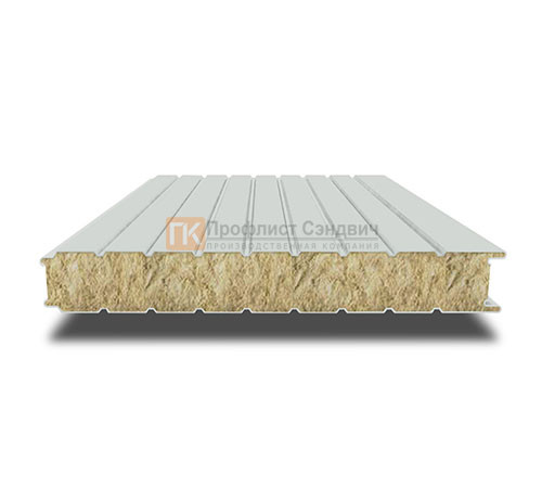 Сэндвич-панель для холодильных камер с минеральной ватой, ширина 1200 мм, толщина 100 мм, 0.5/0.5, RAL7035 Сэндвич-панель для холодильных камер с минеральной ватой, ширина 1200 мм, толщина 100 мм, 0.5/0.5, RAL7035