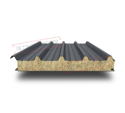 Сэндвич панели кровельные с минеральной ватой, ширина 1200 мм, толщина 20 мм, 0.5/0.5, RAL7024 Сэндвич панели кровельные с минеральной ватой, ширина 1200 мм, толщина 20 мм, 0.5/0.5, RAL7024