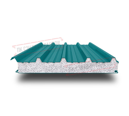 Сэндвич панели кровельные с пенополистиролом, ширина 1200 мм, толщина 20 мм, 0.5/0.5, RAL5021 Сэндвич панели кровельные с пенополистиролом, ширина 1200 мм, толщина 20 мм, 0.5/0.5, RAL5021