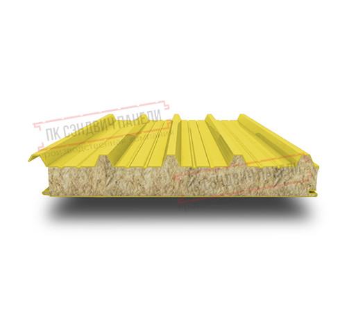 Сэндвич панели кровельные с минеральной ватой, ширина 1200 мм, толщина 20 мм, 0.5/0.5, RAL1018 Сэндвич панели кровельные с минеральной ватой, ширина 1200 мм, толщина 20 мм, 0.5/0.5, RAL1018