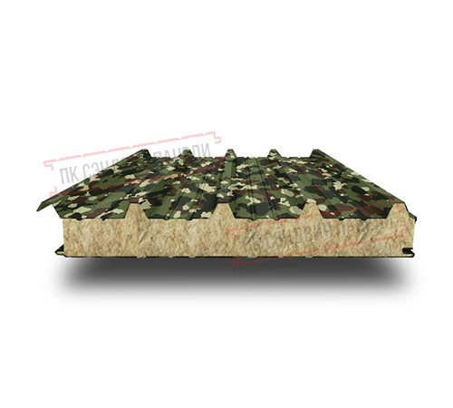 Сэндвич панели кровельные с минеральной ватой, ширина 1200 мм, толщина 20 мм, 0.5/0.5, милитари Сэндвич панели кровельные с минеральной ватой, ширина 1200 мм, толщина 20 мм, 0.5/0.5, милитари