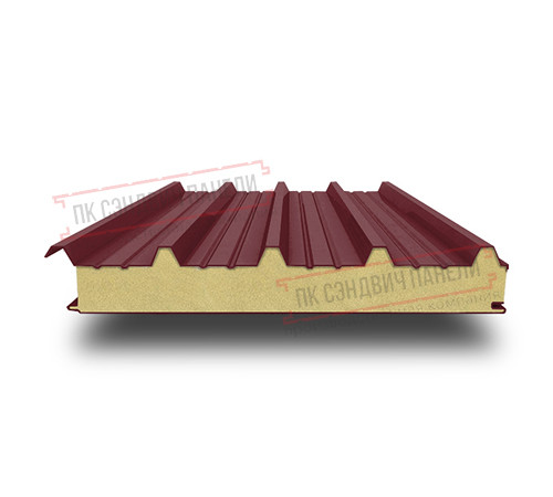 Сэндвич панели кровельные с пенополиуретаном, ширина 1200 мм, толщина 30 мм, 0.5/0.5, RAL3005 Сэндвич панели кровельные с пенополиуретаном, ширина 1200 мм, толщина 30 мм, 0.5/0.5, RAL3005