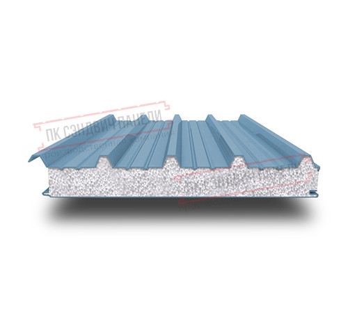 Сэндвич панели кровельные с пенополистиролом, ширина 1200 мм, толщина 30 мм, 0.5/0.5, RAL5024 Сэндвич панели кровельные с пенополистиролом, ширина 1200 мм, толщина 30 мм, 0.5/0.5, RAL5024