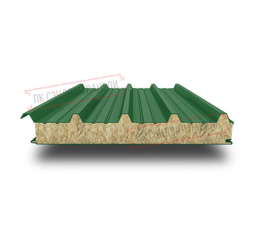 Сэндвич панели кровельные с минеральной ватой, ширина 1000 мм, толщина 20 мм, 0.5/0.5, RAL6002 Сэндвич панели кровельные с минеральной ватой, ширина 1000 мм, толщина 20 мм, 0.5/0.5, RAL6002