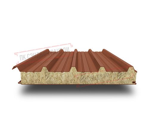 Сэндвич панели кровельные с минеральной ватой, ширина 1200 мм, толщина 30 мм, 0.5/0.5, RAL8004 Сэндвич панели кровельные с минеральной ватой, ширина 1200 мм, толщина 30 мм, 0.5/0.5, RAL8004