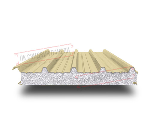 Сэндвич панели кровельные с пенополистиролом, ширина 1200 мм, толщина 20 мм, 0.5/0.5, RAL1014 Сэндвич панели кровельные с пенополистиролом, ширина 1200 мм, толщина 20 мм, 0.5/0.5, RAL1014