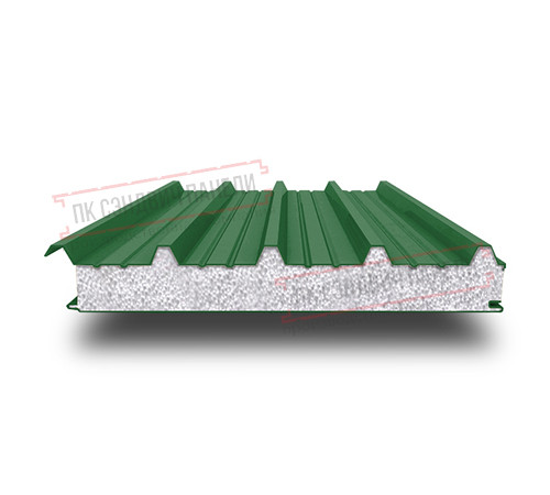 Сэндвич панели кровельные с пенополистиролом, ширина 1200 мм, толщина 30 мм, 0.5/0.5, RAL6002 Сэндвич панели кровельные с пенополистиролом, ширина 1200 мм, толщина 30 мм, 0.5/0.5, RAL6002