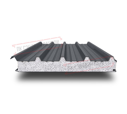 Сэндвич панели кровельные с пенополистиролом, ширина 1200 мм, толщина 20 мм, 0.5/0.5, RAL7024 Сэндвич панели кровельные с пенополистиролом, ширина 1200 мм, толщина 20 мм, 0.5/0.5, RAL7024