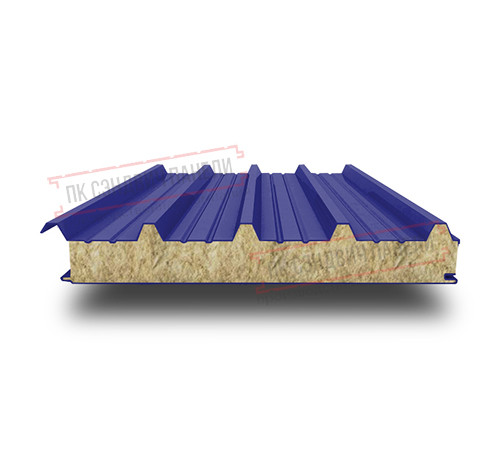 Сэндвич панели кровельные с минеральной ватой, ширина 1200 мм, толщина 20 мм, 0.5/0.5, RAL5002 Сэндвич панели кровельные с минеральной ватой, ширина 1200 мм, толщина 20 мм, 0.5/0.5, RAL5002