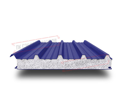 Сэндвич панели кровельные с пенополистиролом, ширина 1000 мм, толщина 20 мм, 0.5/0.5, RAL5002 Сэндвич панели кровельные с пенополистиролом, ширина 1000 мм, толщина 20 мм, 0.5/0.5, RAL5002