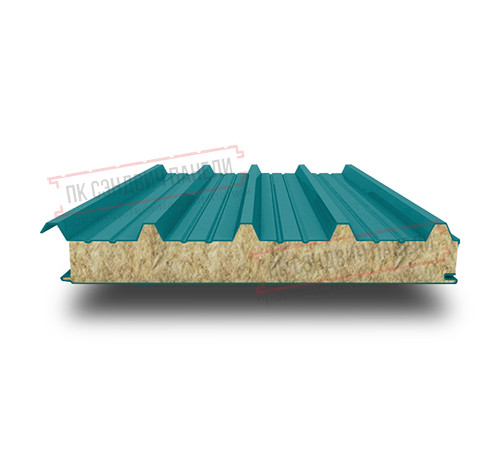 Сэндвич панели кровельные с минеральной ватой, ширина 1200 мм, толщина 20 мм, 0.5/0.5, RAL5021 Сэндвич панели кровельные с минеральной ватой, ширина 1200 мм, толщина 20 мм, 0.5/0.5, RAL5021