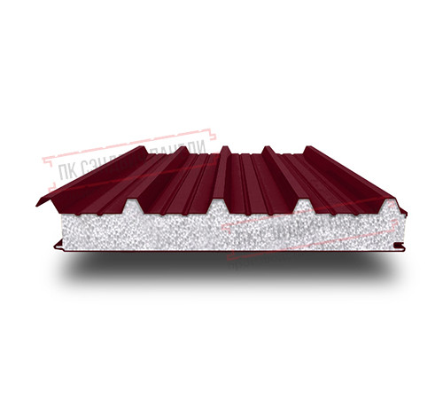 Сэндвич панели кровельные с пенополистиролом, ширина 1000 мм, толщина 20 мм, 0.5/0.5, бордо Сэндвич панели кровельные с пенополистиролом, ширина 1000 мм, толщина 20 мм, 0.5/0.5, бордо