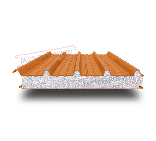 Сэндвич панели кровельные с пенополистиролом, ширина 1200 мм, толщина 20 мм, 0.5/0.5, RAL2004 Сэндвич панели кровельные с пенополистиролом, ширина 1200 мм, толщина 20 мм, 0.5/0.5, RAL2004