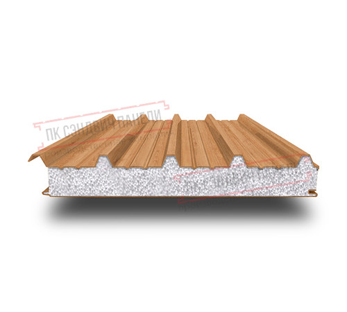 Сэндвич панели кровельные с пенополистиролом, ширина 1000 мм, толщина 20 мм, 0.5/0.5, дуб Сэндвич панели кровельные с пенополистиролом, ширина 1000 мм, толщина 20 мм, 0.5/0.5, дуб