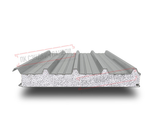 Сэндвич панели кровельные с пенополистиролом, ширина 1200 мм, толщина 20 мм, 0.5/0.5, RAL9006 Сэндвич панели кровельные с пенополистиролом, ширина 1200 мм, толщина 20 мм, 0.5/0.5, RAL9006