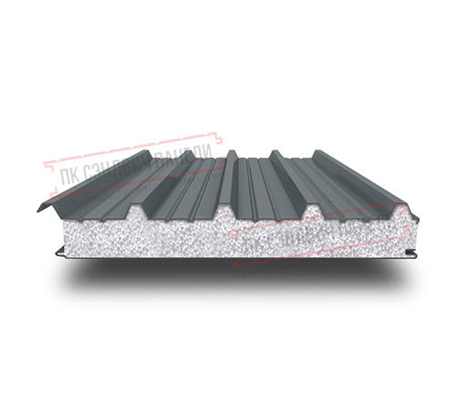 Сэндвич панели кровельные с пенополистиролом, ширина 1000 мм, толщина 20 мм, 0.5/0.5, RAL7011 Сэндвич панели кровельные с пенополистиролом, ширина 1000 мм, толщина 20 мм, 0.5/0.5, RAL7011