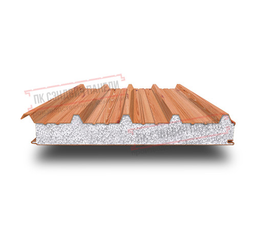 Сэндвич панели кровельные с пенополистиролом, ширина 1000 мм, толщина 20 мм, 0.5/0.5, золотой орех Сэндвич панели кровельные с пенополистиролом, ширина 1000 мм, толщина 20 мм, 0.5/0.5, золотой орех