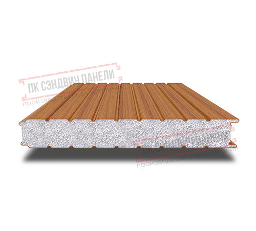 Сэндвич панели стеновые с пенополистиролом, ширина 1000 мм, толщина 20 мм, 0.5/0.5, орех