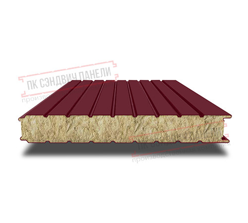 Сэндвич панели стеновые с минеральной ватой, ширина 1200 мм, толщина 20 мм, 0.5/0.5, бордо