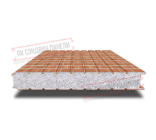 Сэндвич панели стеновые с пенополистиролом, ширина 1200 мм, толщина 20 мм, 0.5/0.5, кирпичная кладка