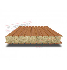 Сэндвич панели стеновые с минеральной ватой, ширина 1000 мм, толщина 20 мм, 0.5/0.5, орех